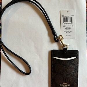 Coach Black and Brown ID Lanyard
